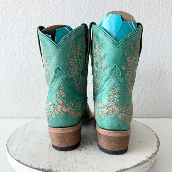 Lane LEXINGTON Cowboy Booties Western Turquoise Cowgirl Short Boots Snip Toe 6 - Picture 3 of 13